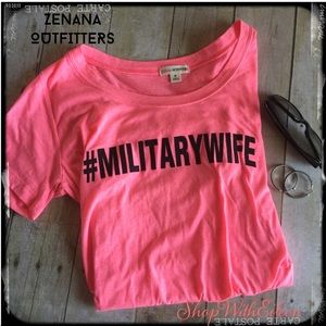 HOT PINK MILITARY WIFE  #militarywife Graphic Tshirt